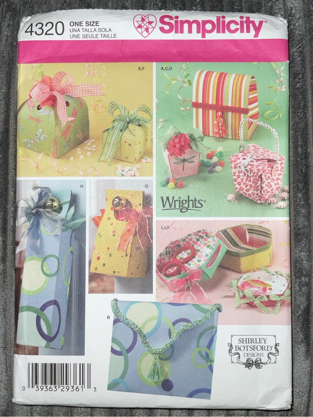 Simplicity 4320 Sewing Pattern fabric gift boxes